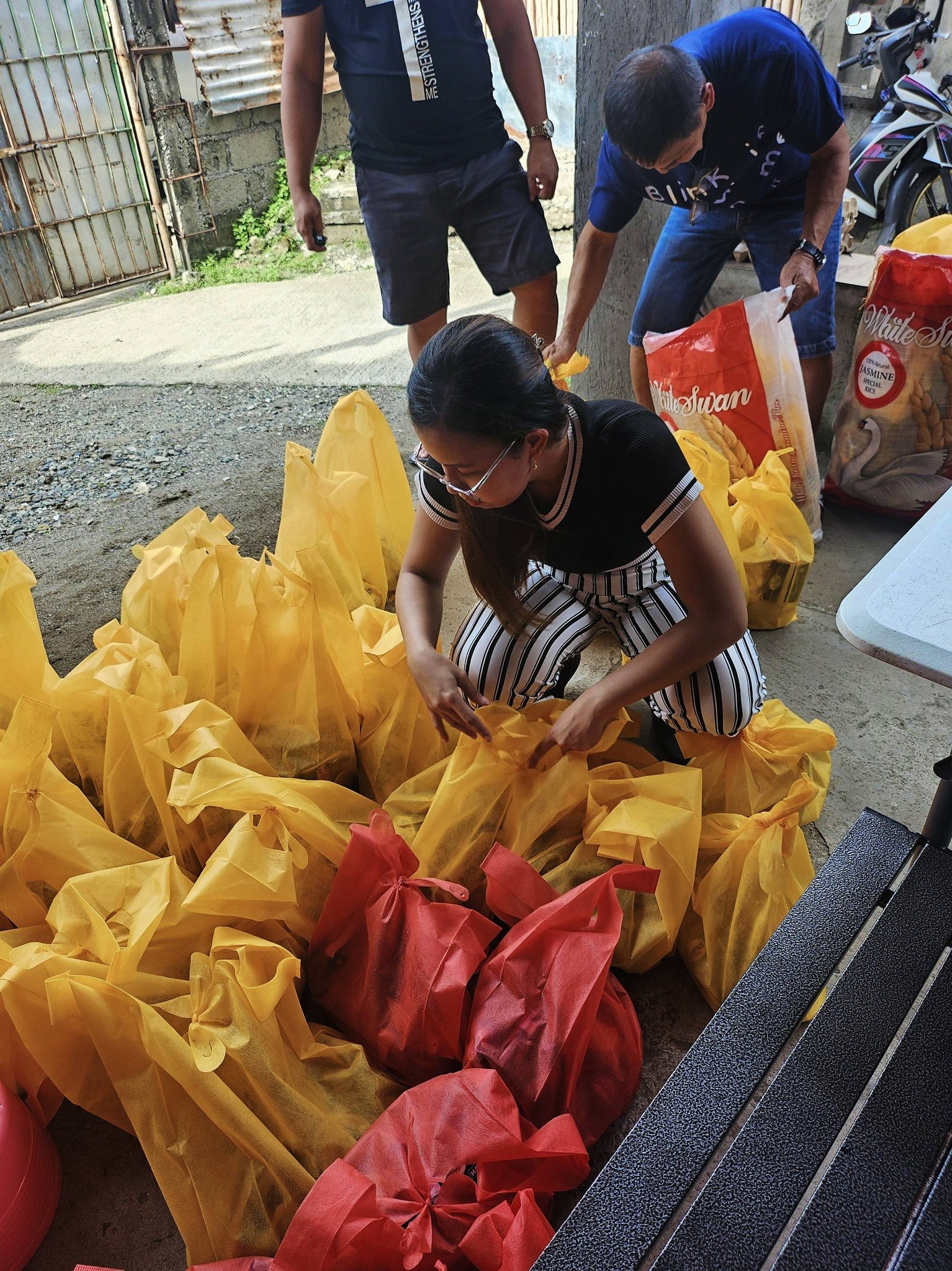 Community gathering during relief drive